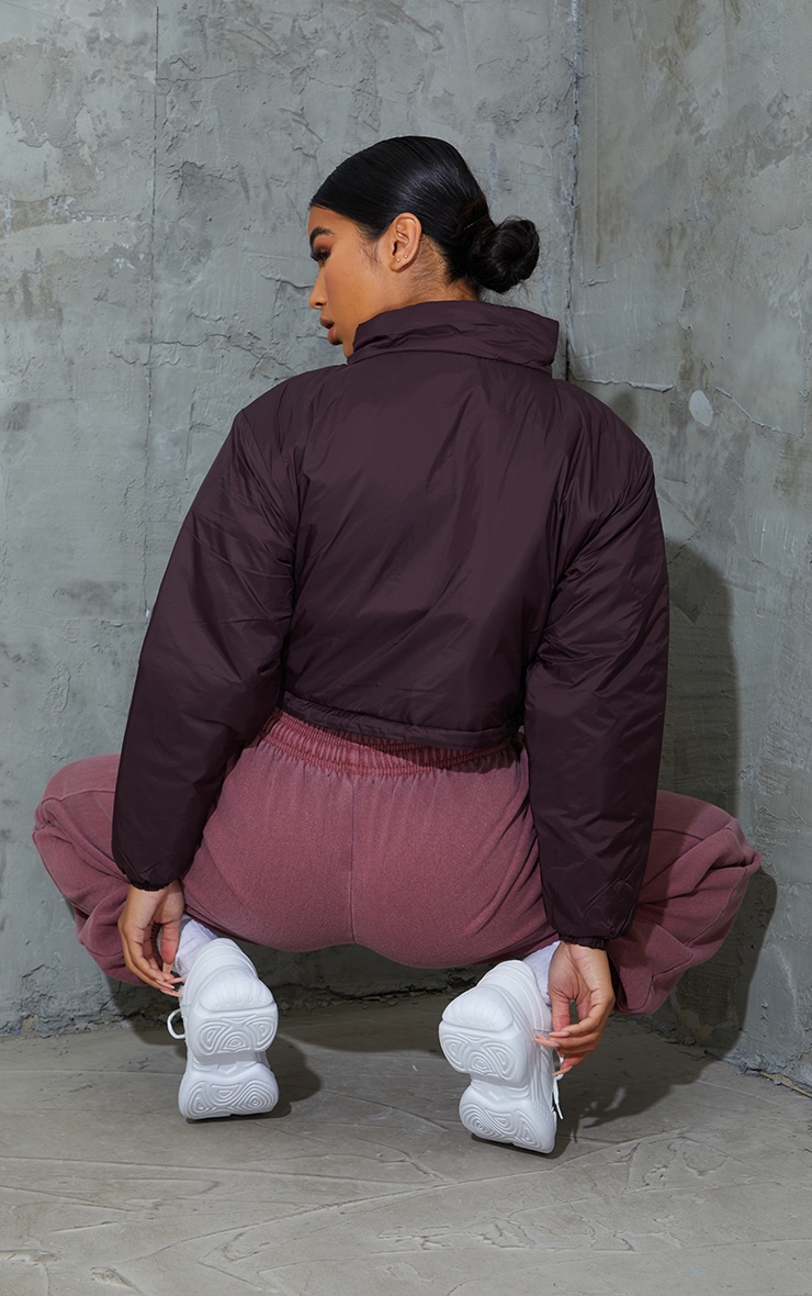 Burgundy Basic Cropped Toggle Hem Puffer image 2