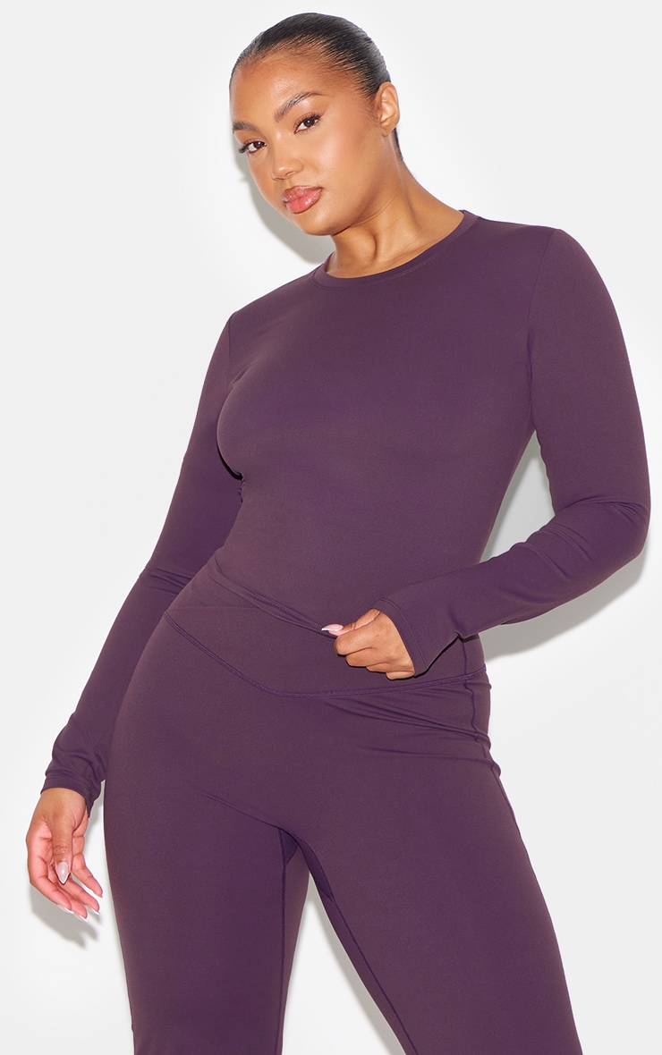 Dark Plum Ultimate Sculpt Long Sleeve Crop Gym Top image 6