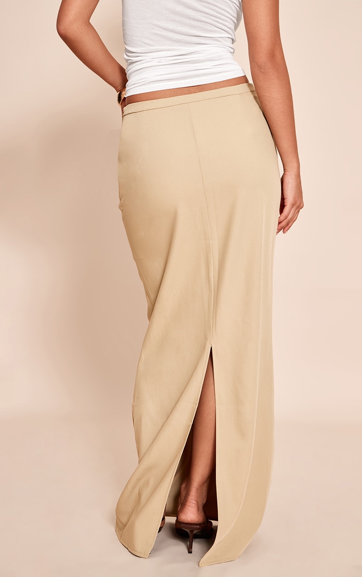 Sage Green Woven Belted Column Maxi Skirt image 3