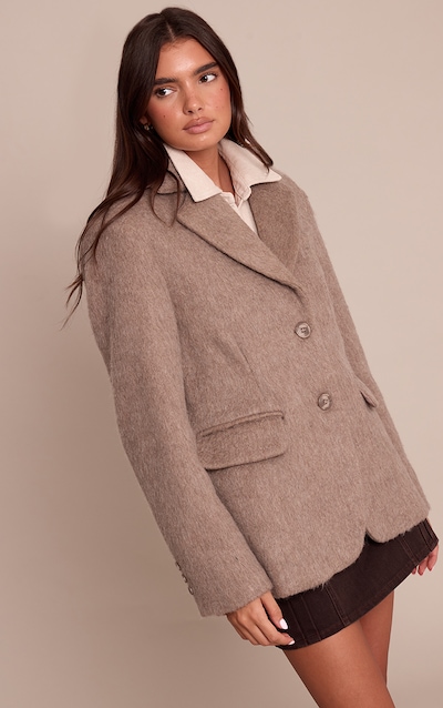 Blazer oversize en effet laine brossé vison