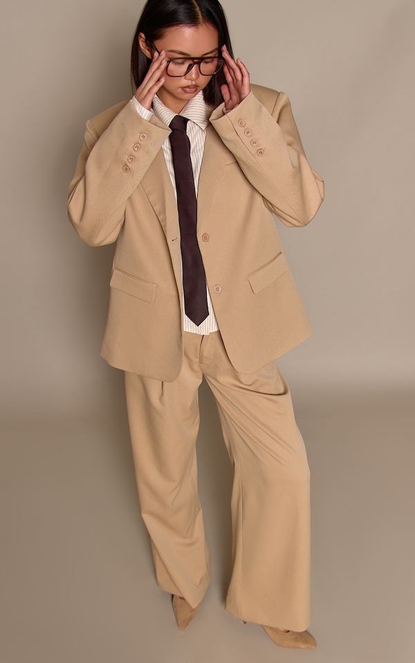 Stone Tailored Woven Wide Leg Pleated Trouser