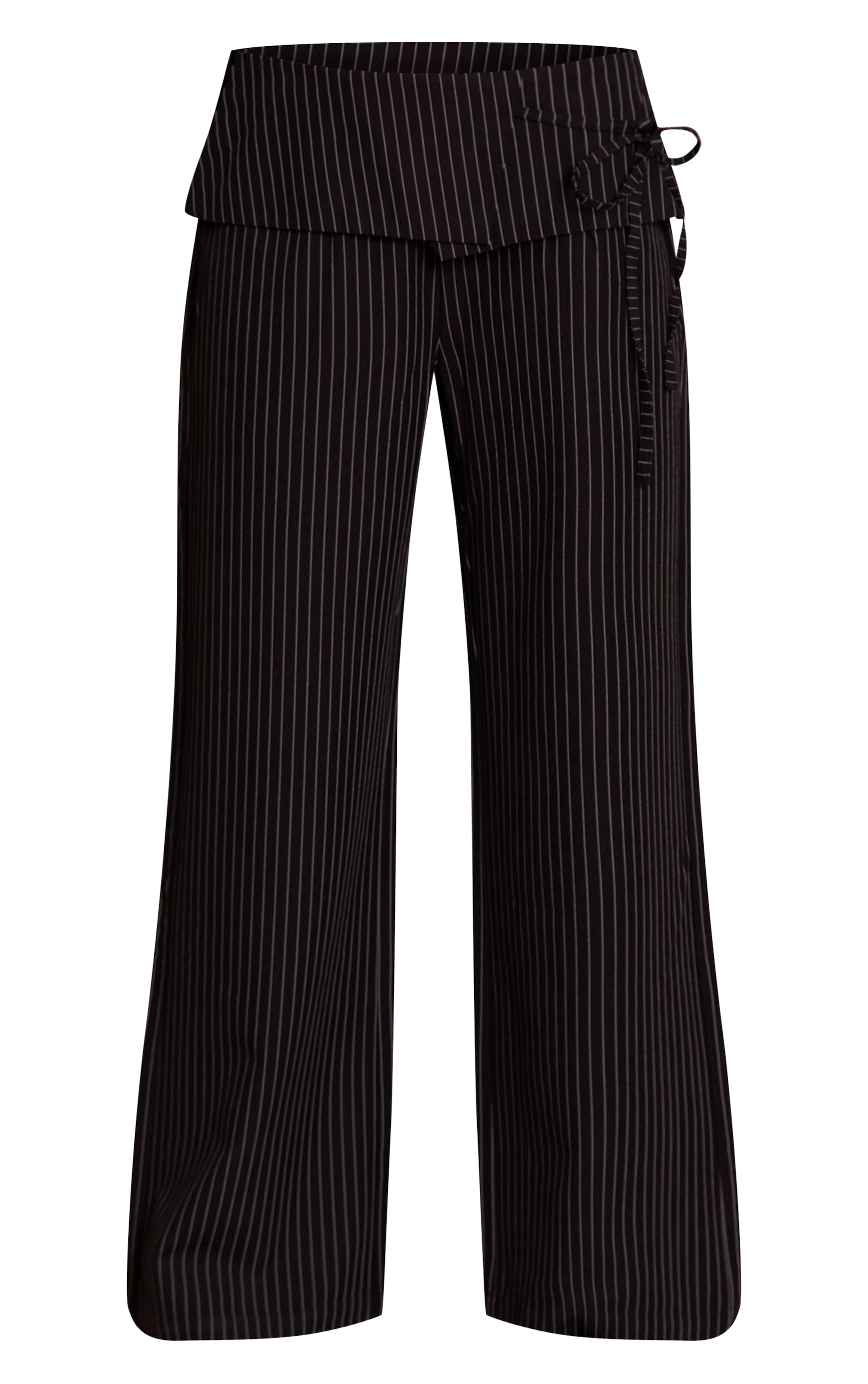 Black Pinstripe Overlay Wide Leg Pants image 5