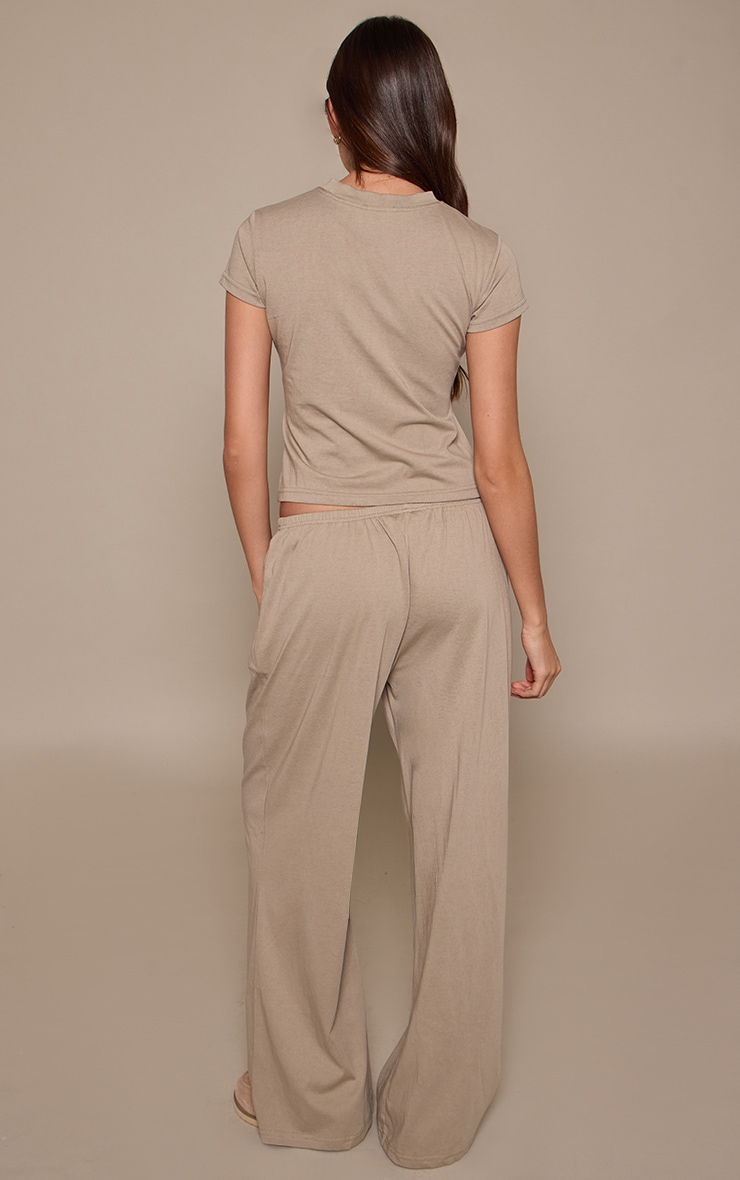 Sage Soft Textured Relaxed Wide Leg Trousers image 3