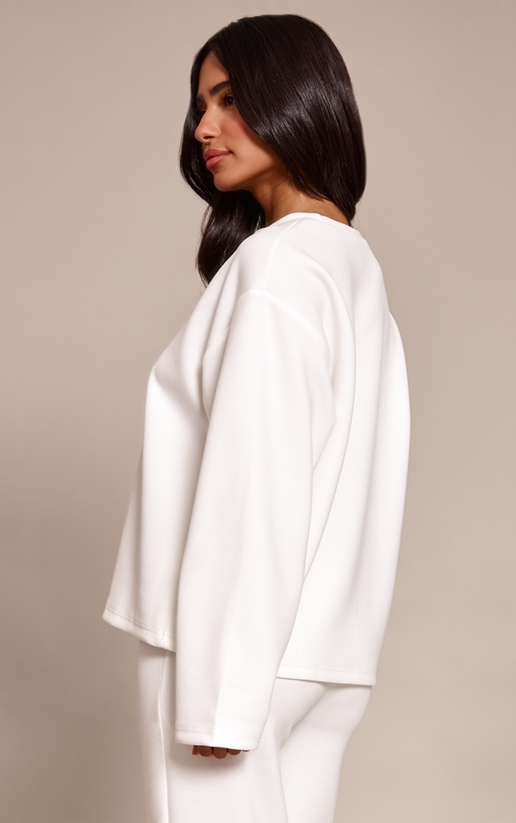 Petite White Modal Oversized Long Sleeved T-shirt image 2