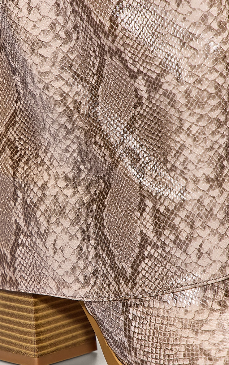 Natural Snake PU Fold Over Block Heel Boot image 5