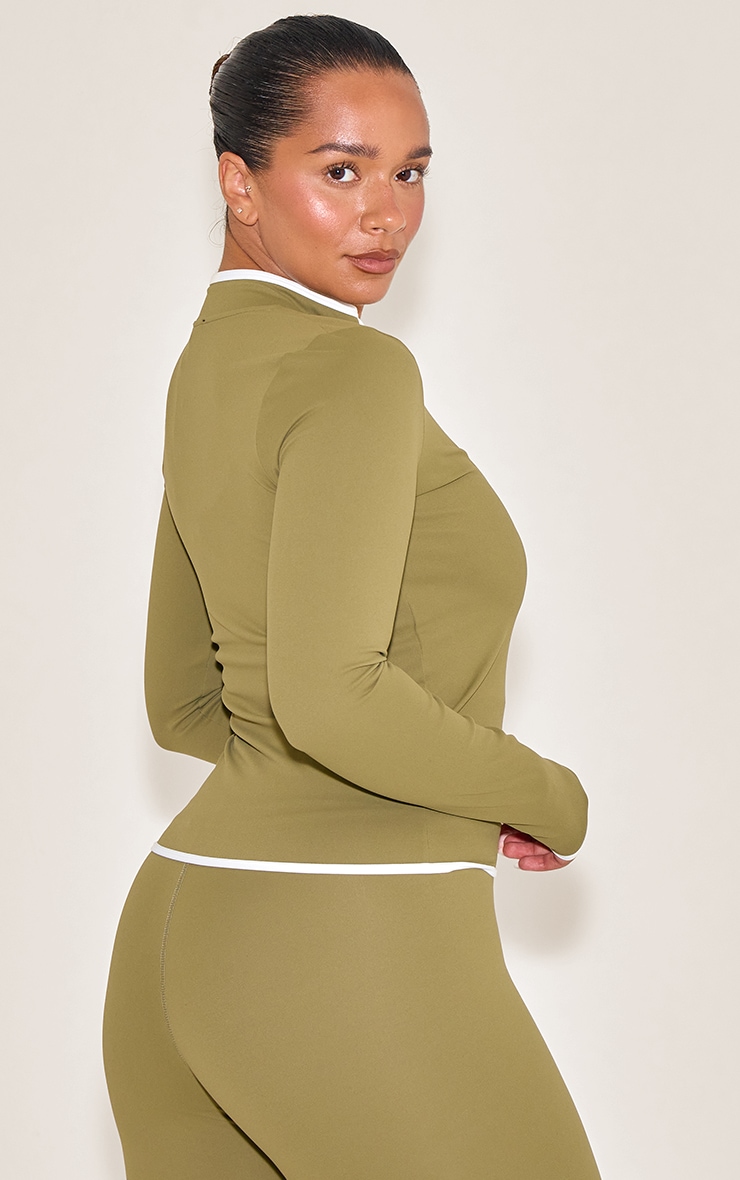 SHAPE OLIVE ACTIVE CONTRAST BINDING ZIP UP JACKET image 2