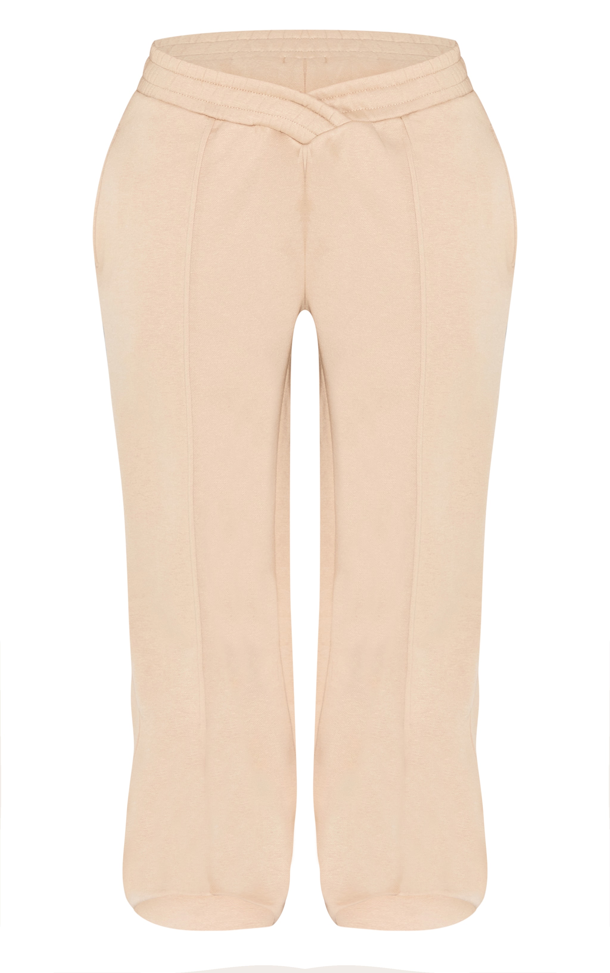 Shape Cream V Waist Pin Tuck Wide Leg Sweatpants image 5