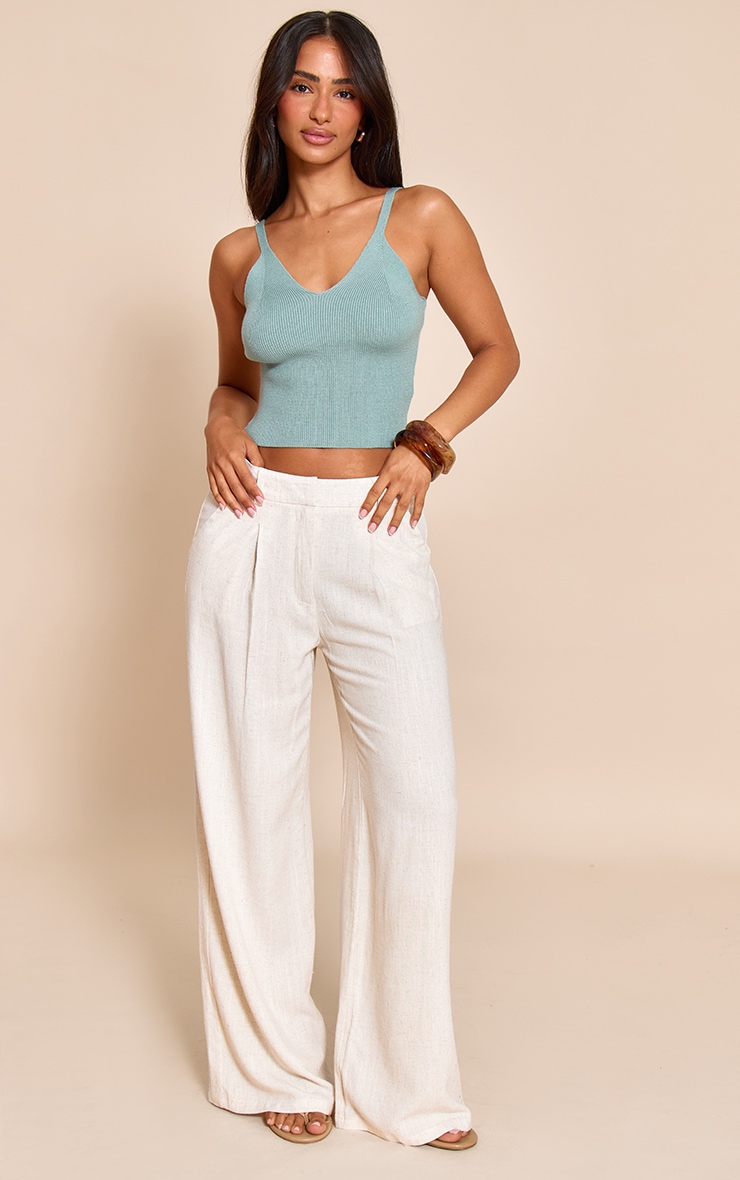 Petite Teal Strappy Knitted Vest Top image 3