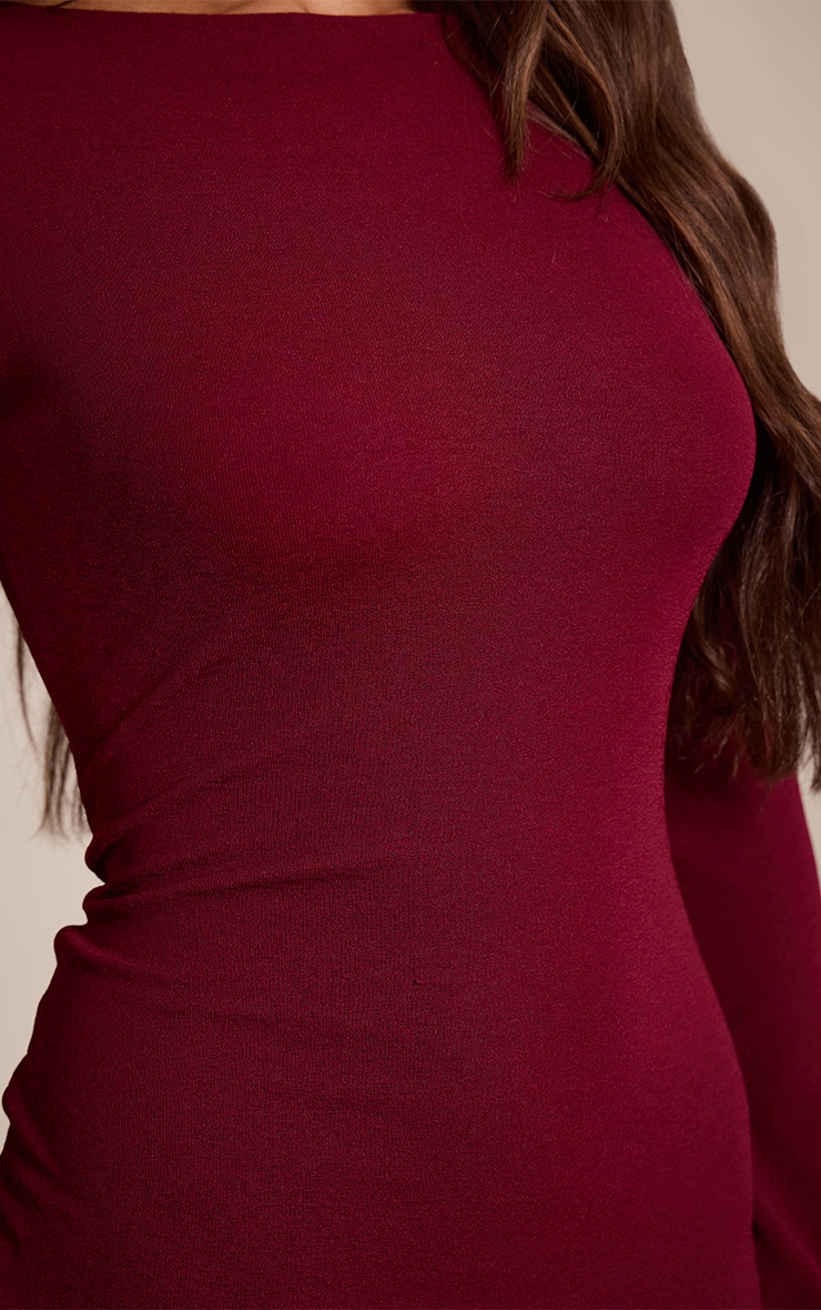 Plum Onion Skin Boat Neck Flute Sleeve Mini Bodycon Dress image 4