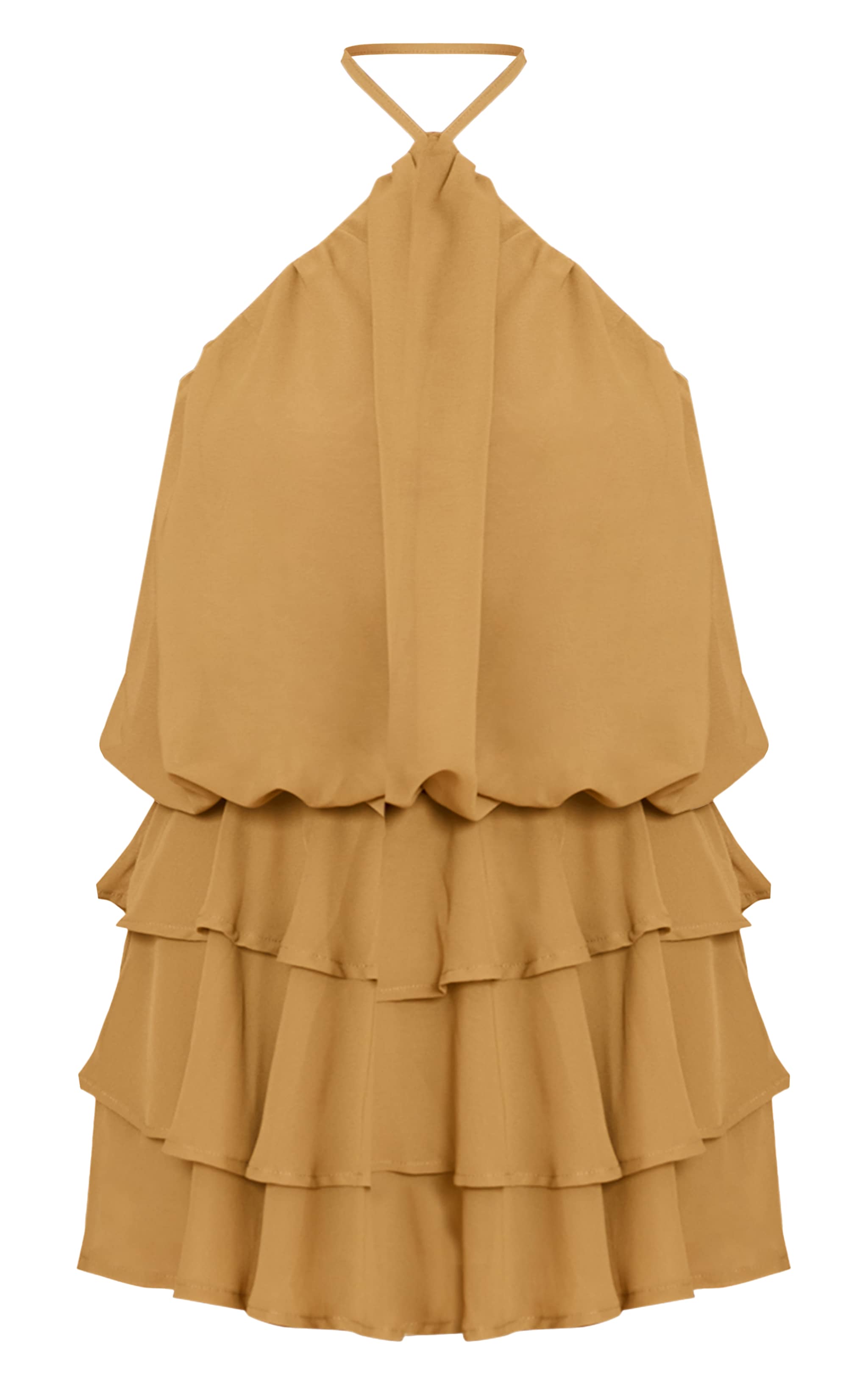 Olive Chiffon Frill Detail Halterneck Romper image 5