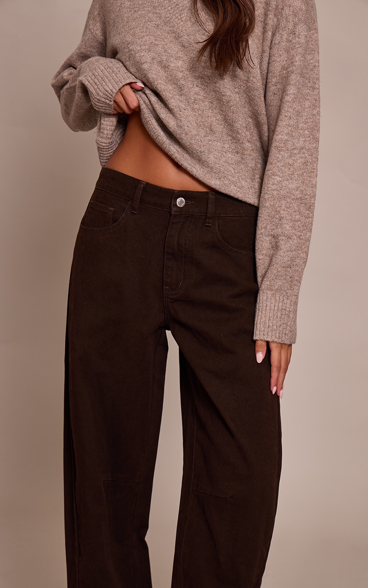 Chocolate Seam Detail Low Rise Barrel Jeans image 4