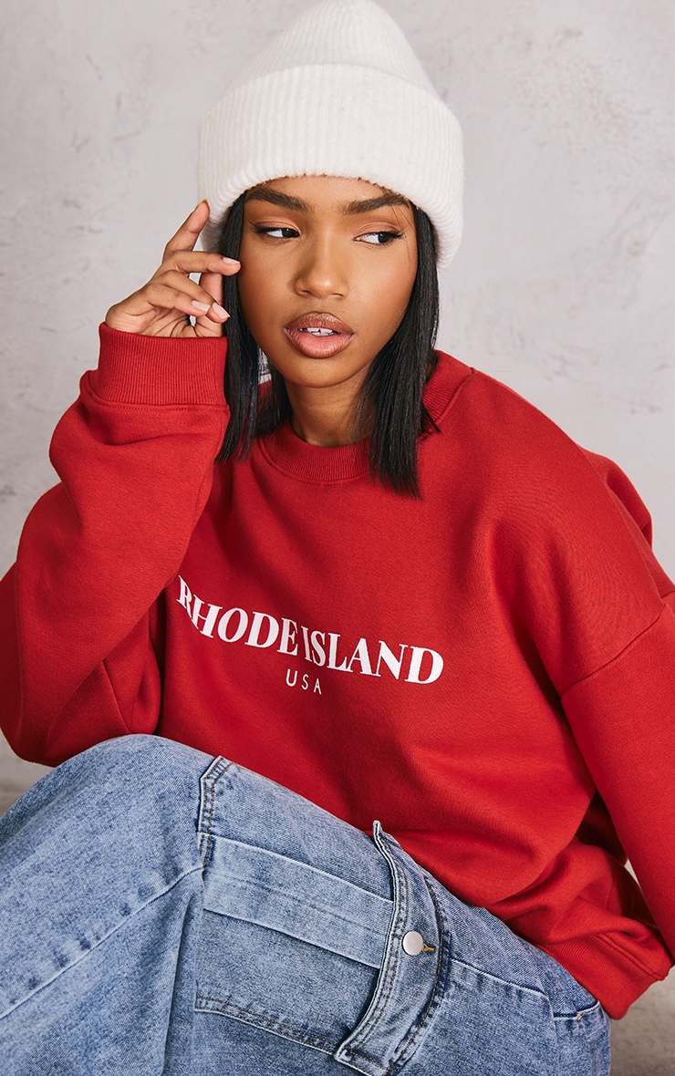 Hoodie rouge imprimé Rhode Island image 4
