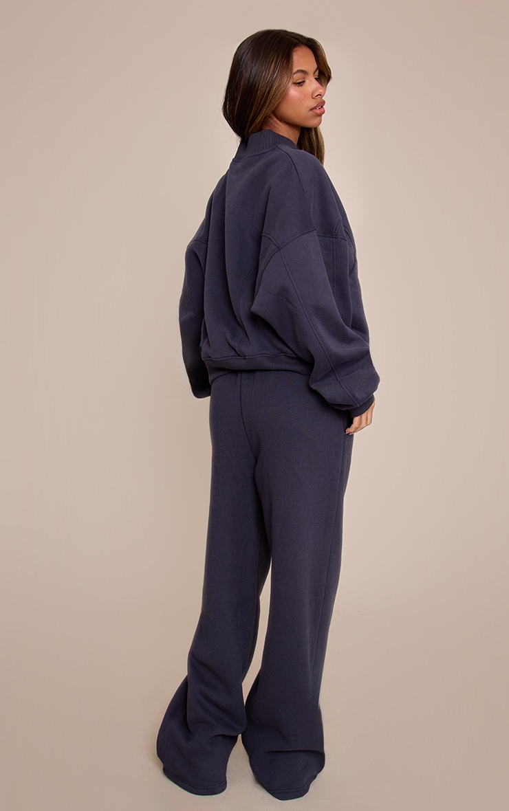 Petite Dark Navy Wide Leg Elasticated Drawstring Joggers image 3