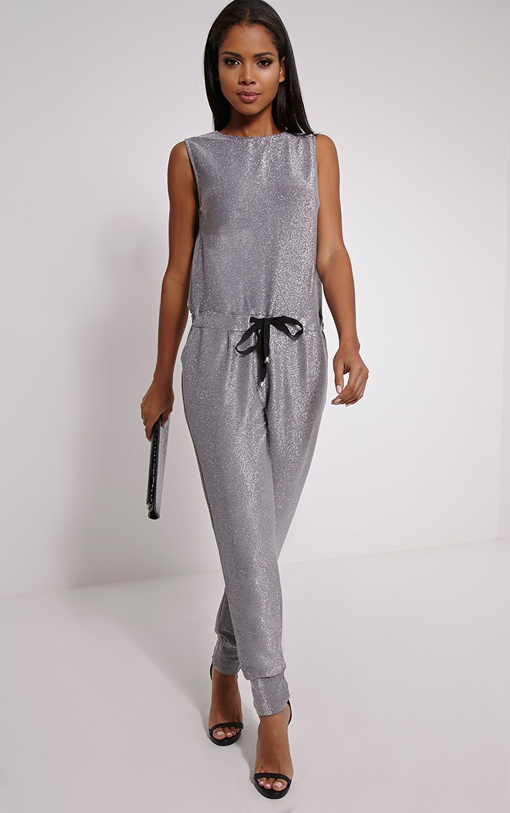 Silver Glitter Jumpsuit Knitwear PrettyLittleThing