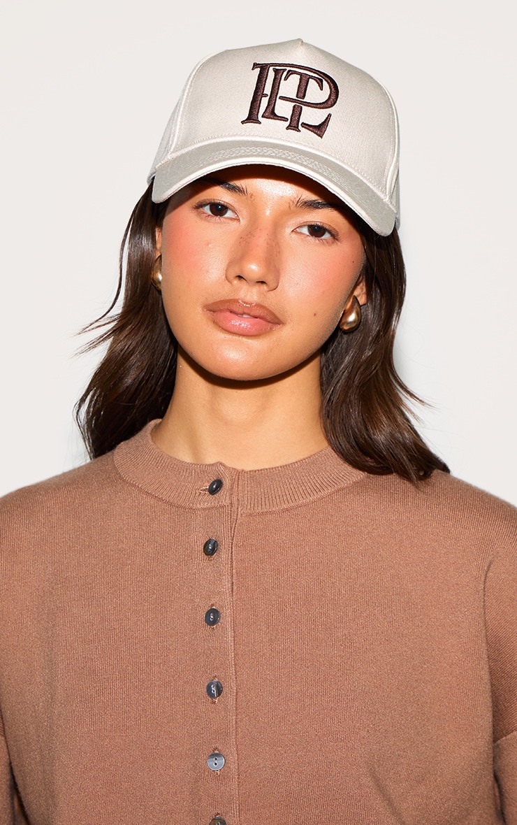Cream Pretty Little Thing Chocolate Embroidered Cap Accessories