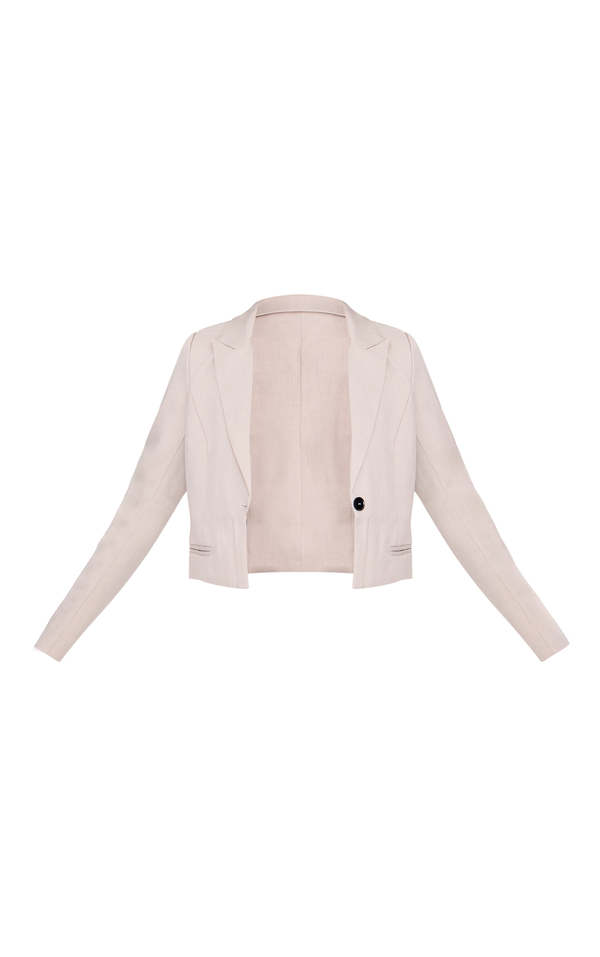 Sand Cropped Patch Pocket Detail Boxy Blazer image 5