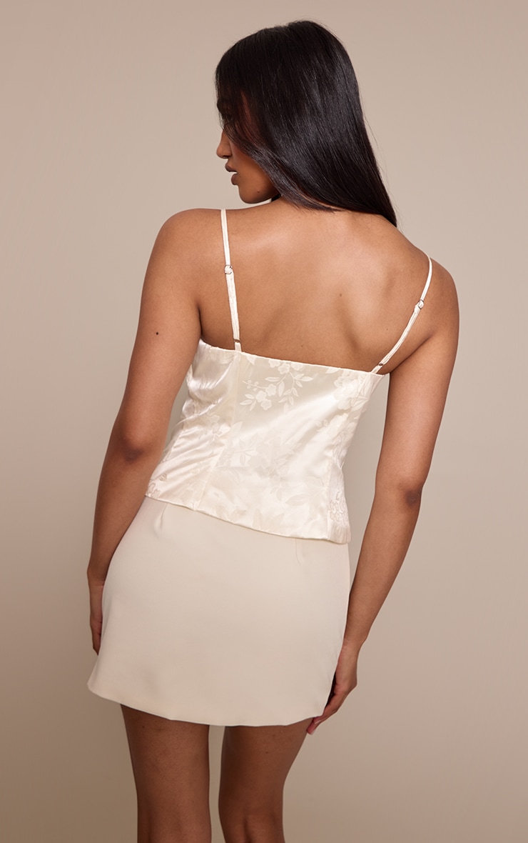 Cream Floral Embossed Hook and Eye Corset image 2