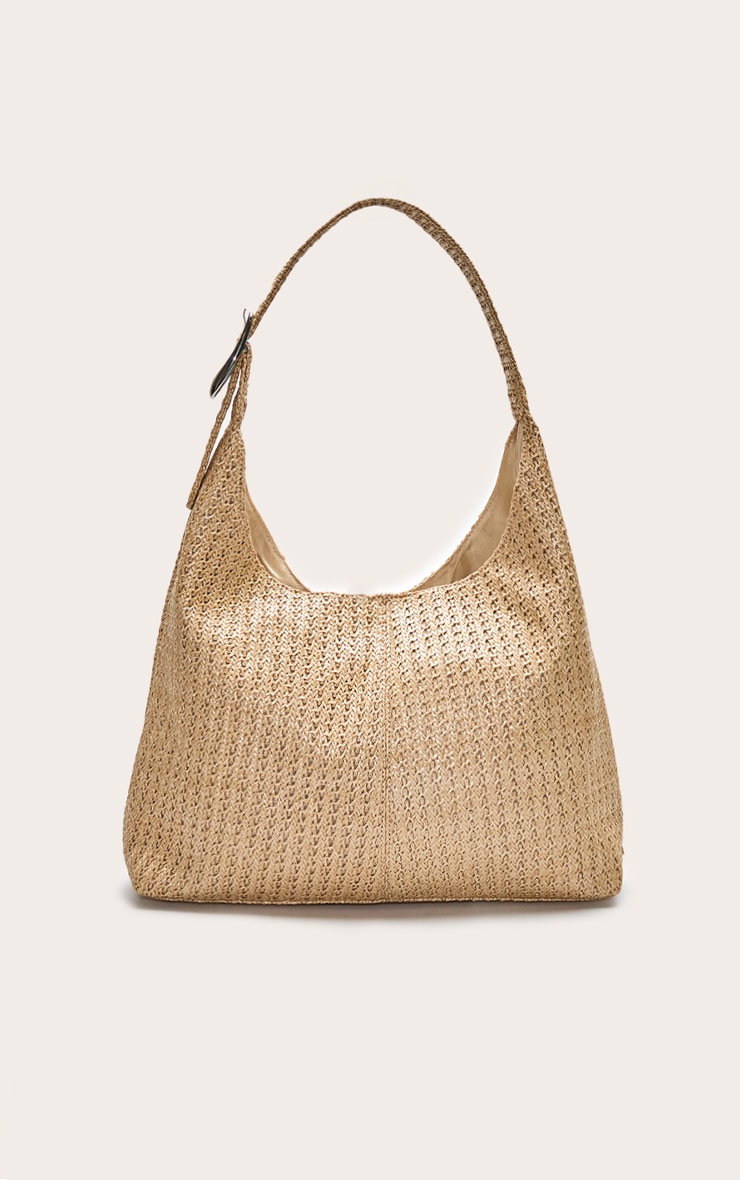 Natural Raffia Silver Buckle Large Tote Bag image 2