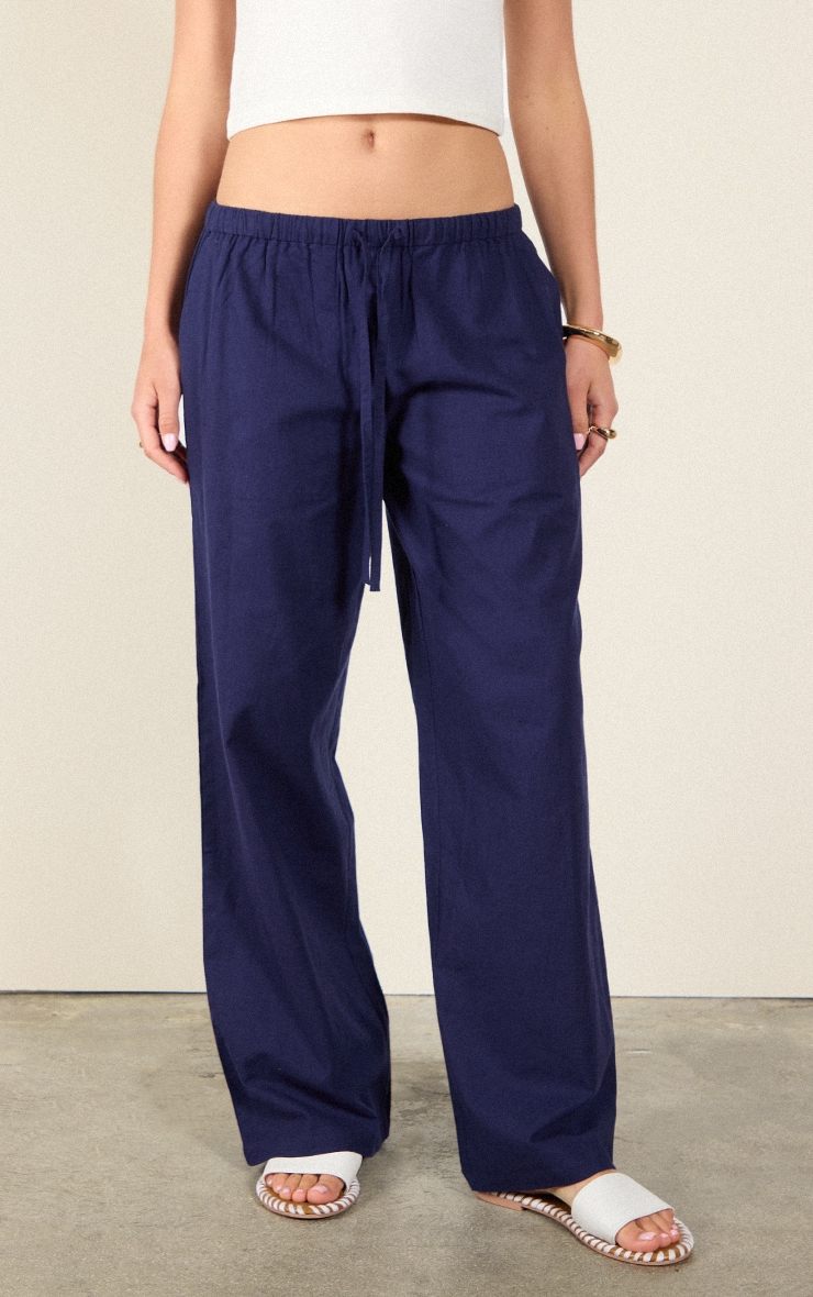 ★codegraphy★ Cool Linen Like Deep Tuck Banding Pants Navy COOFANDY Men's Linen Pants Elastic Waist Drawstring Beach
