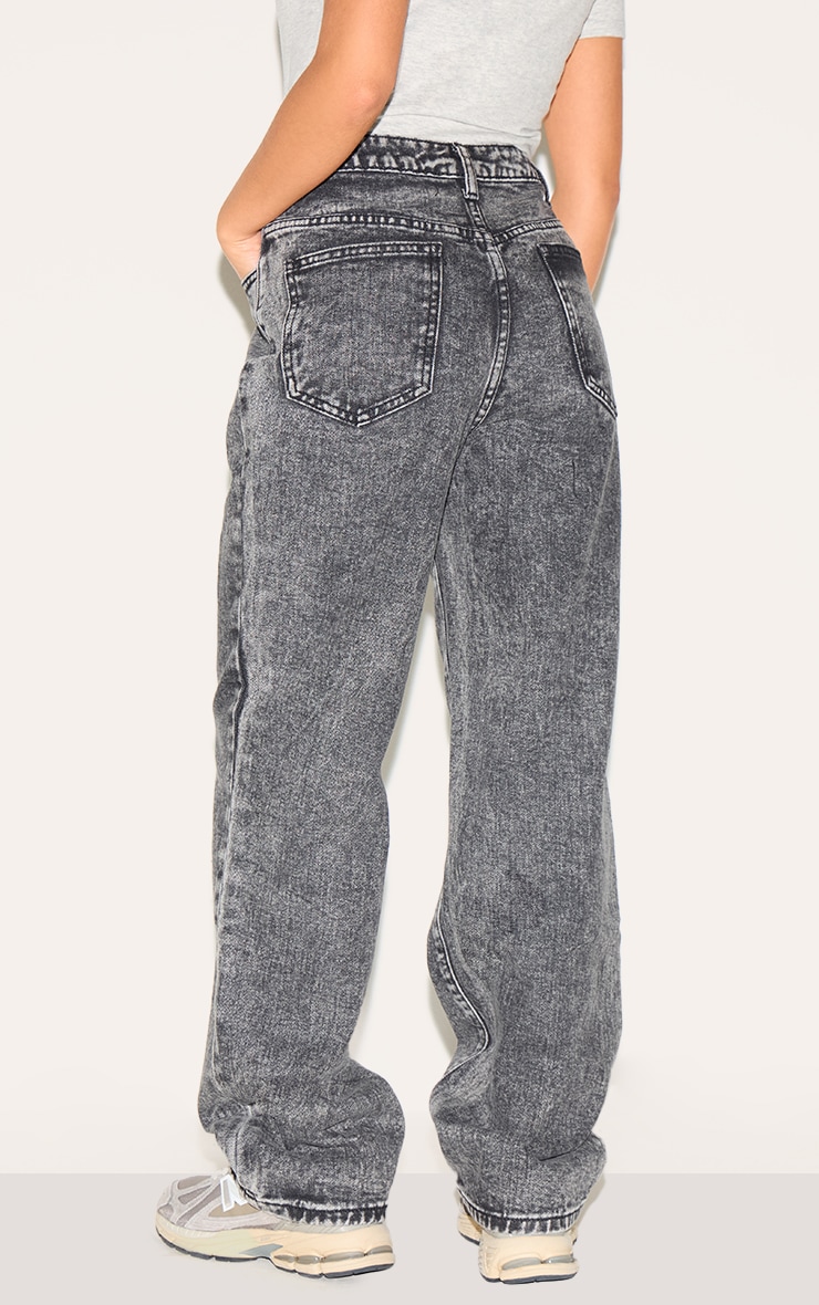 Petite Washed Grey High Waist Straight Leg Jeans image 3
