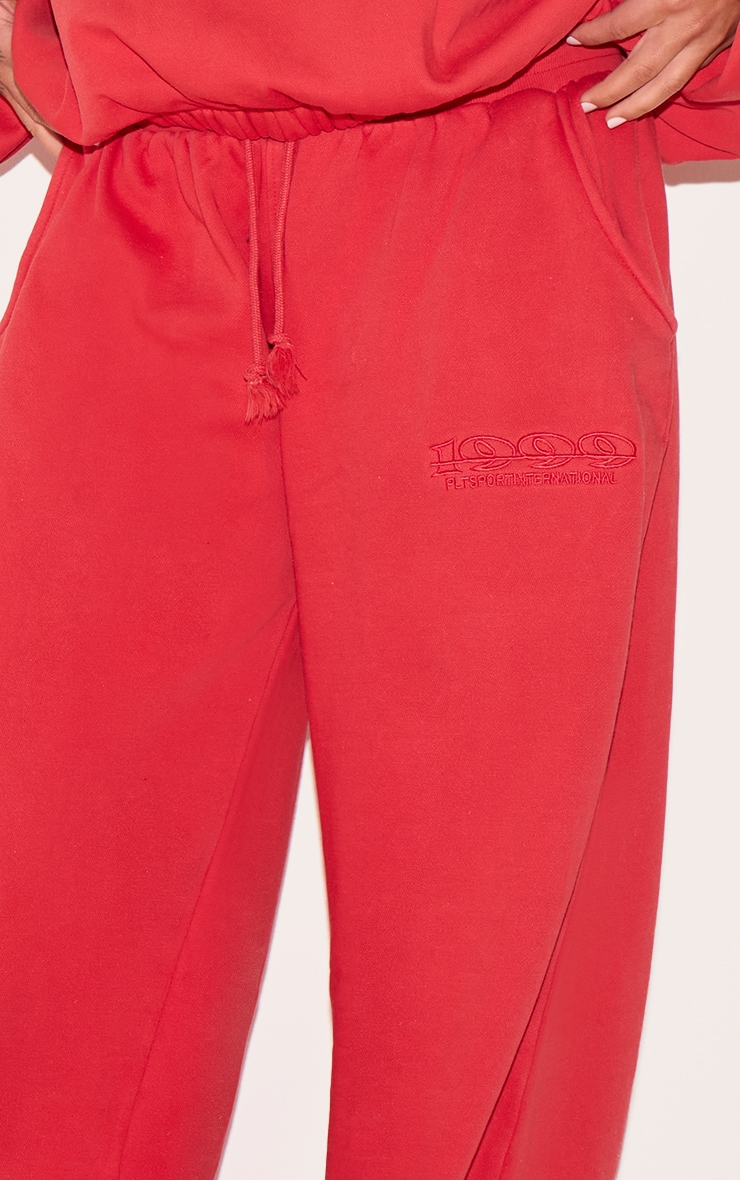 Plus Red Prettylittlething Embroidered Straight Leg Sweatpants image 4