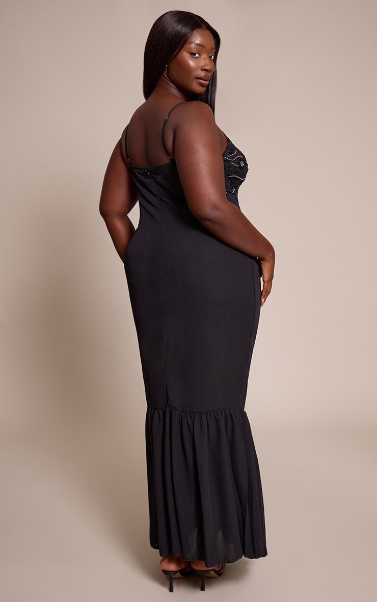 Plus Black Embellished Detail Maxi Dress image 2