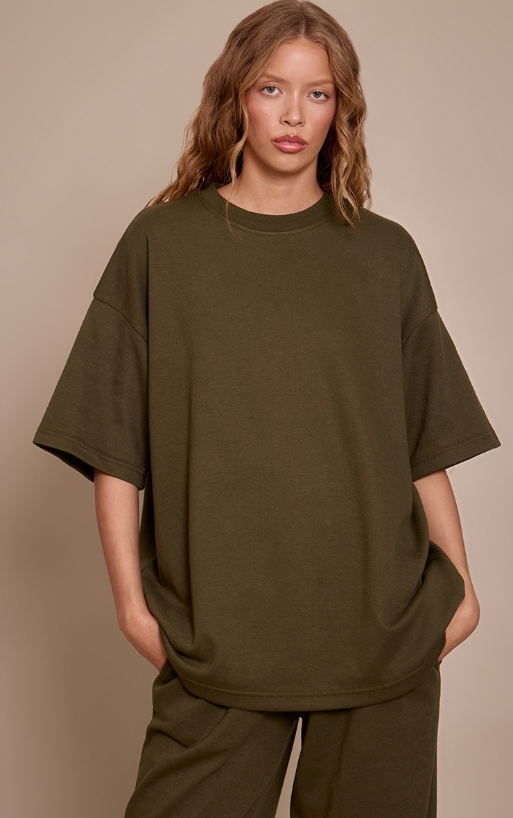 Olive Green Jersey Oversized T Shirt image 1