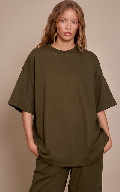 Olive Green Jersey Oversized T Shirt