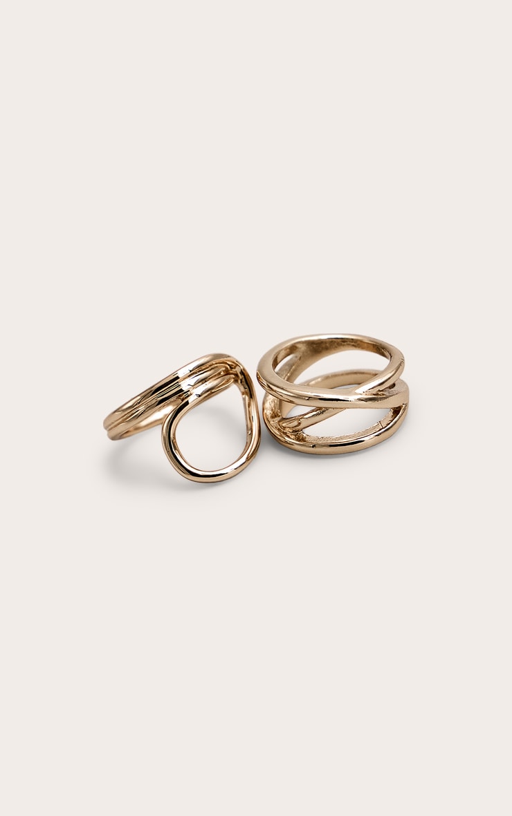 Gold Abstract Multipack Rings image 2