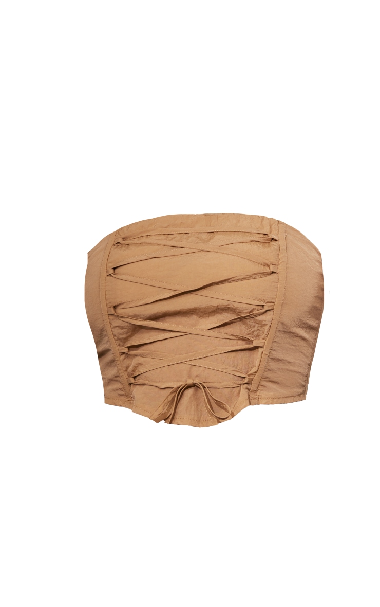 Crop top bustier style parachute camel à lacets image 5