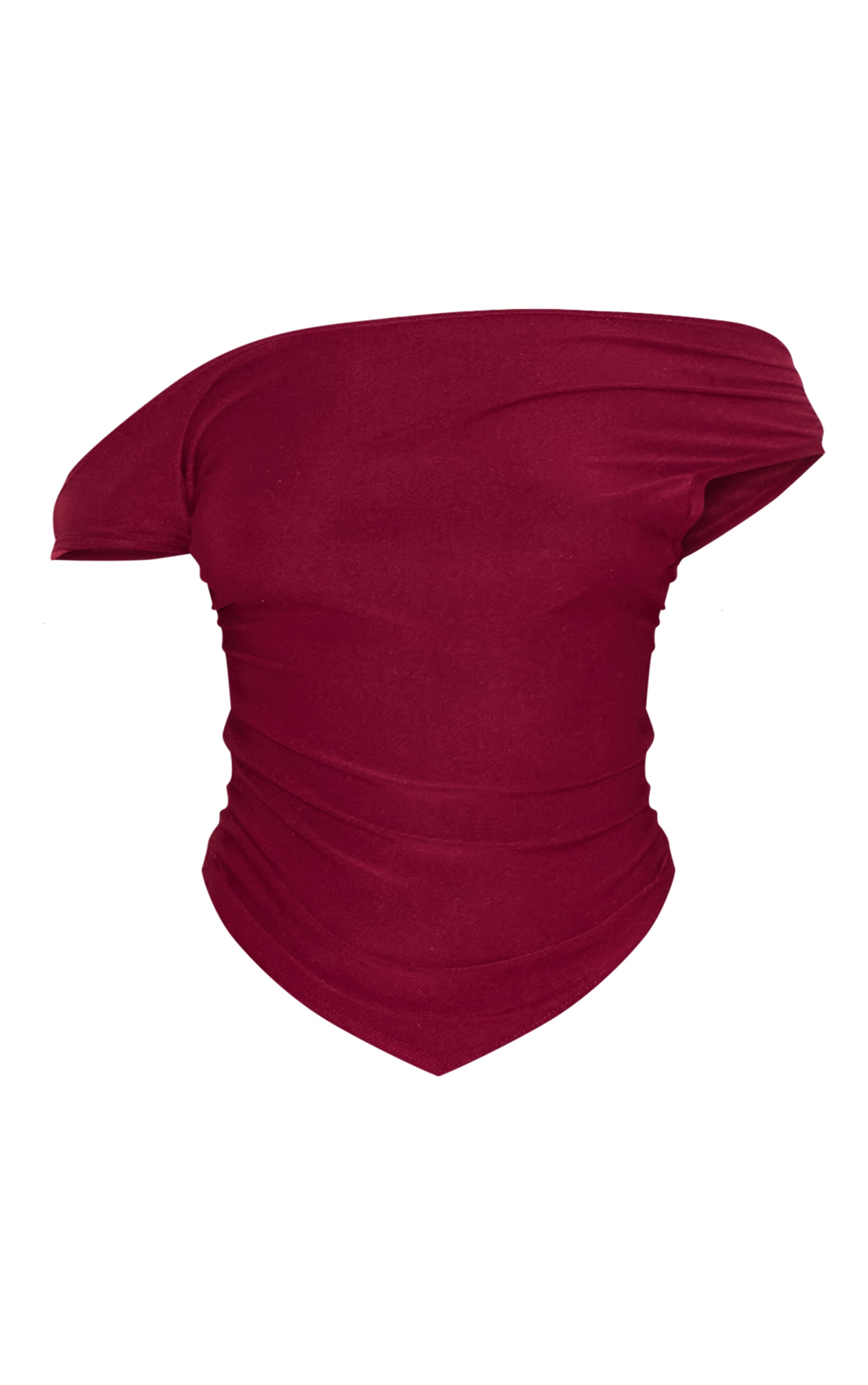 Burgundy Soft Touch Sleeveless Asymmetric Top image 5