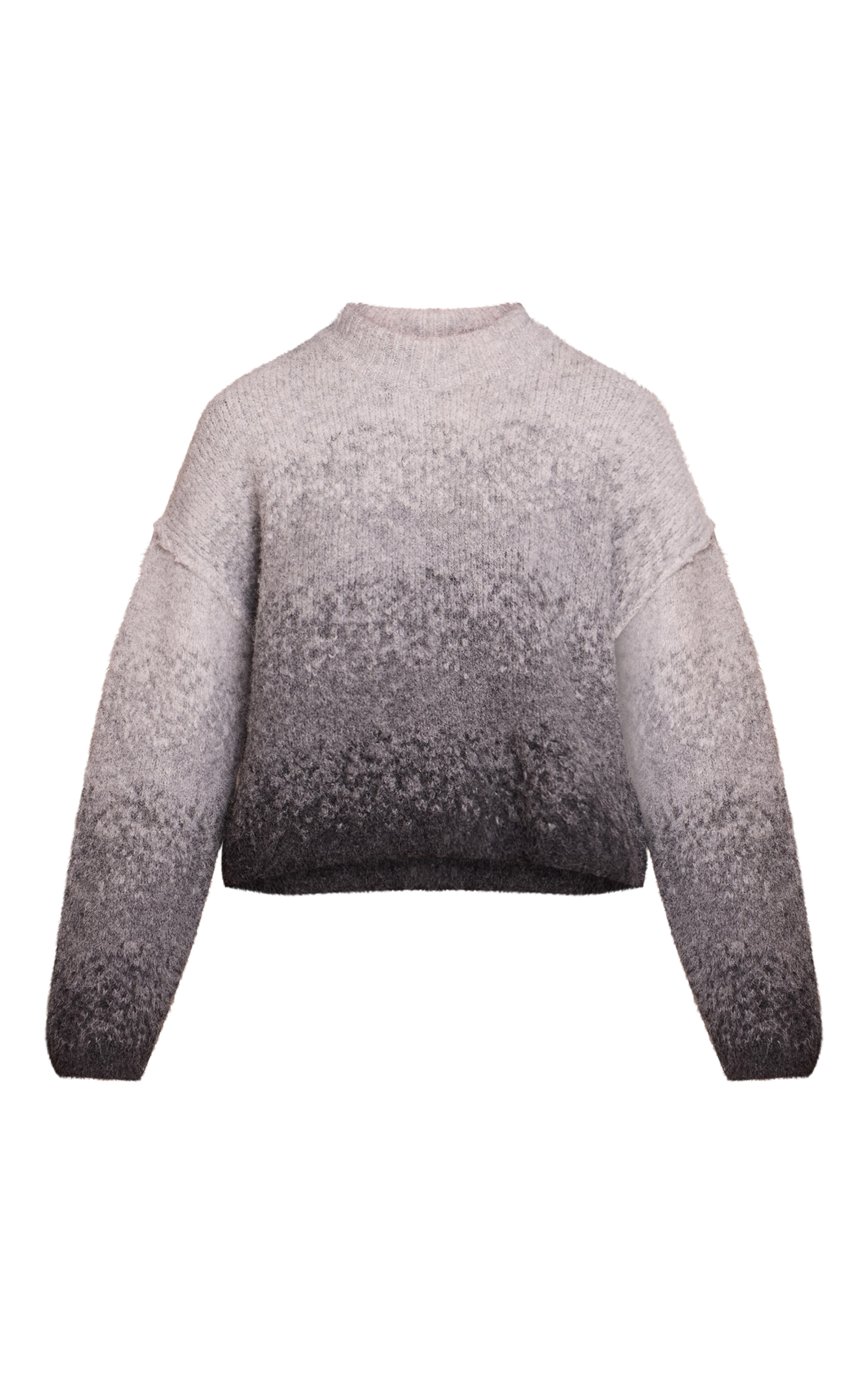 Grey Ombre Crew Neck Knitted Sweater image 5