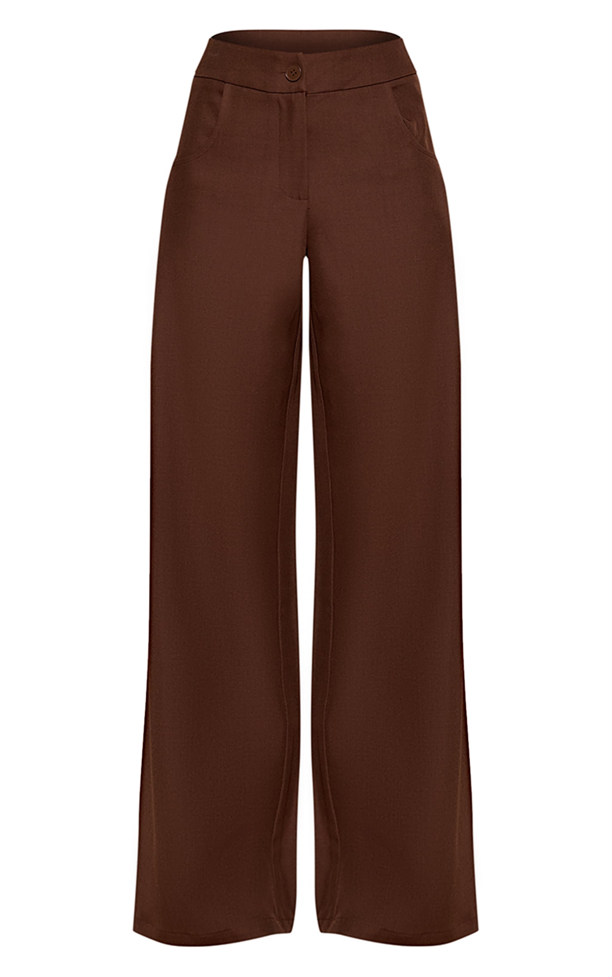 Dark Brown Woven High Waist Tailored Pants image 5