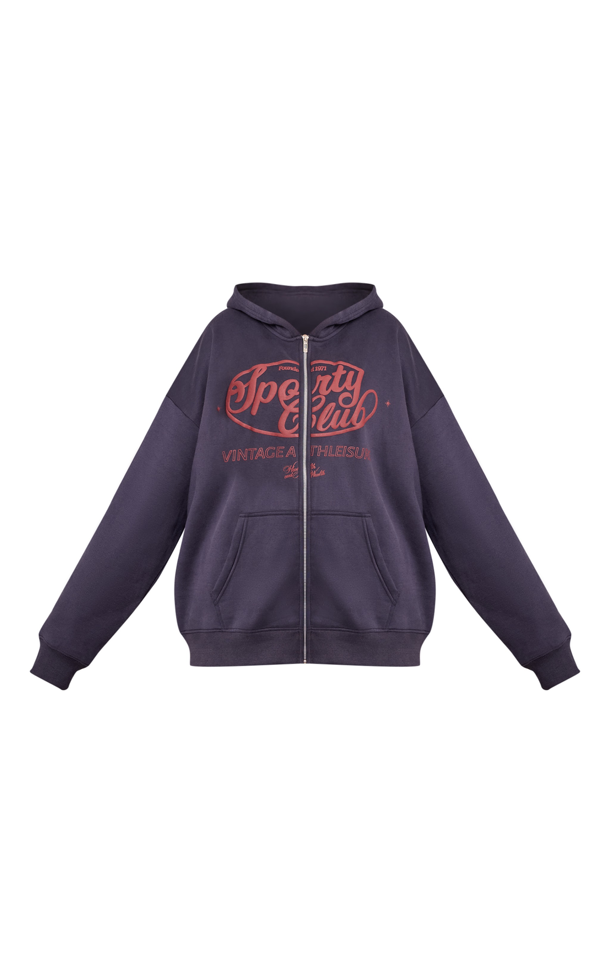 Plus Navy Oversized Zipped Hoodie image 5