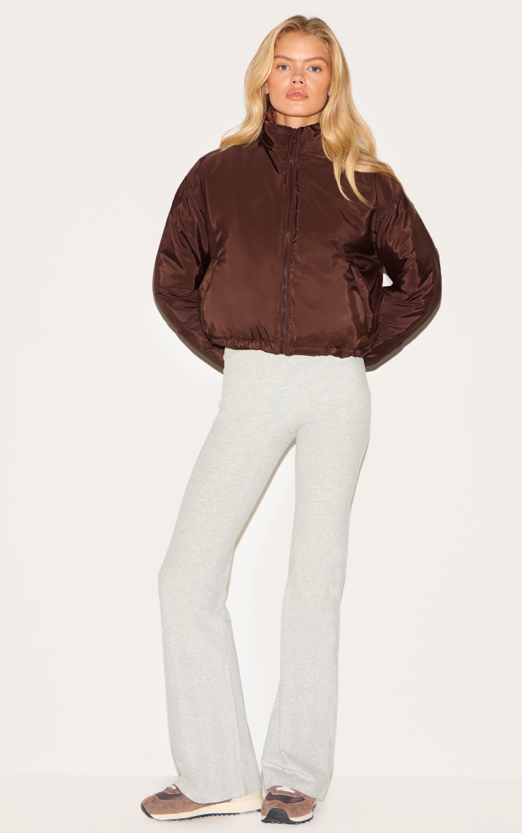 Mocha Cropped Puffer Jacket image 3