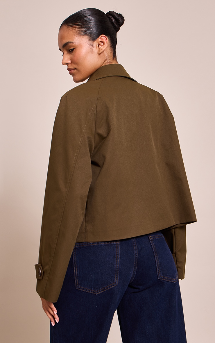 Khaki Long Sleeve Trench Style Jacket image 2