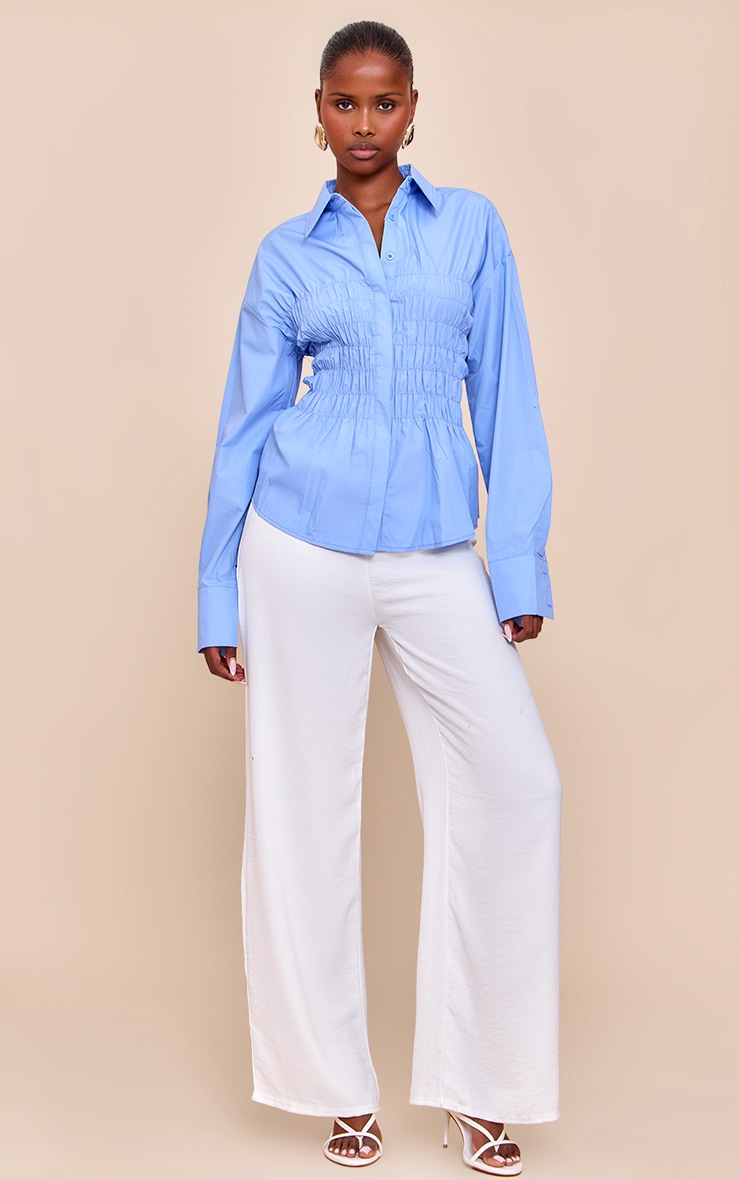 Blue Shirred Fitted Shirt image 3