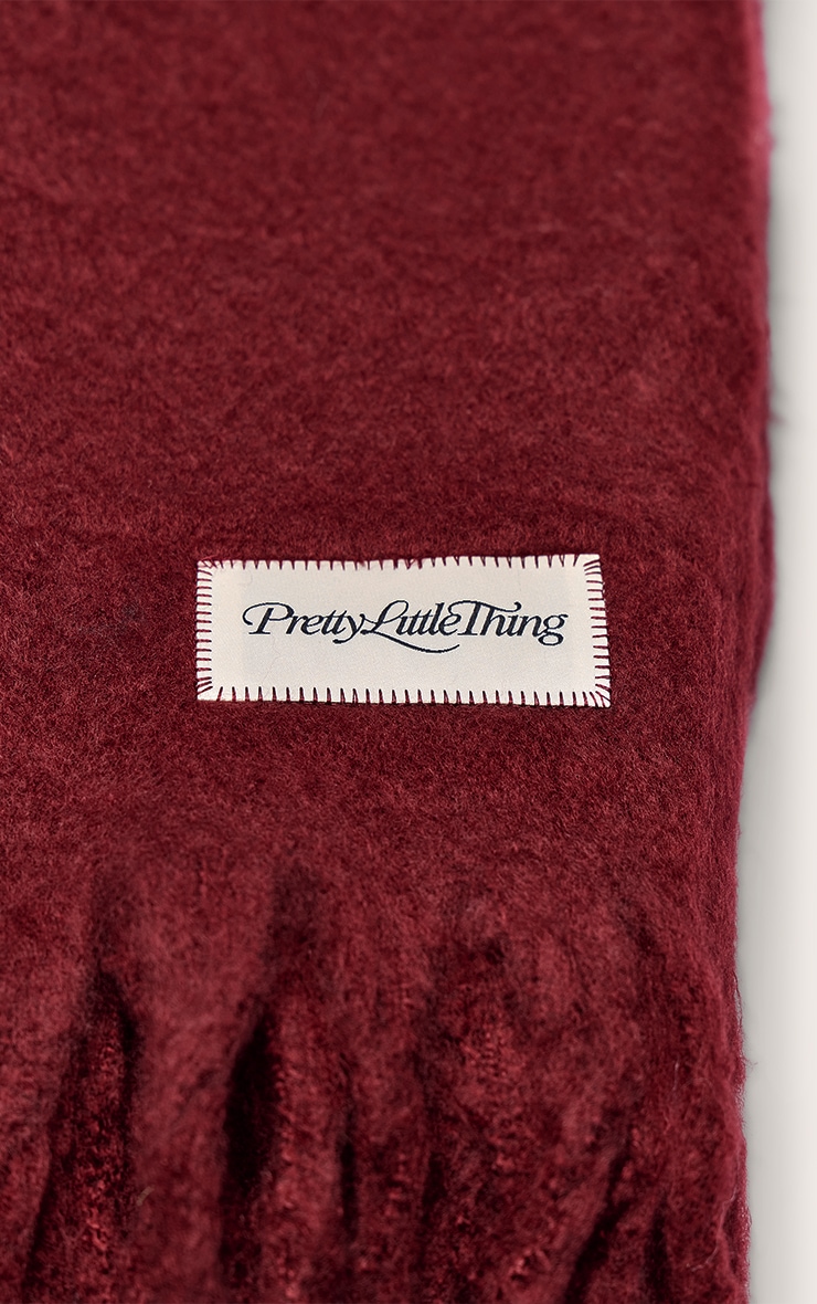 Burgundy Logo Blanket Tassel Scarf image 3