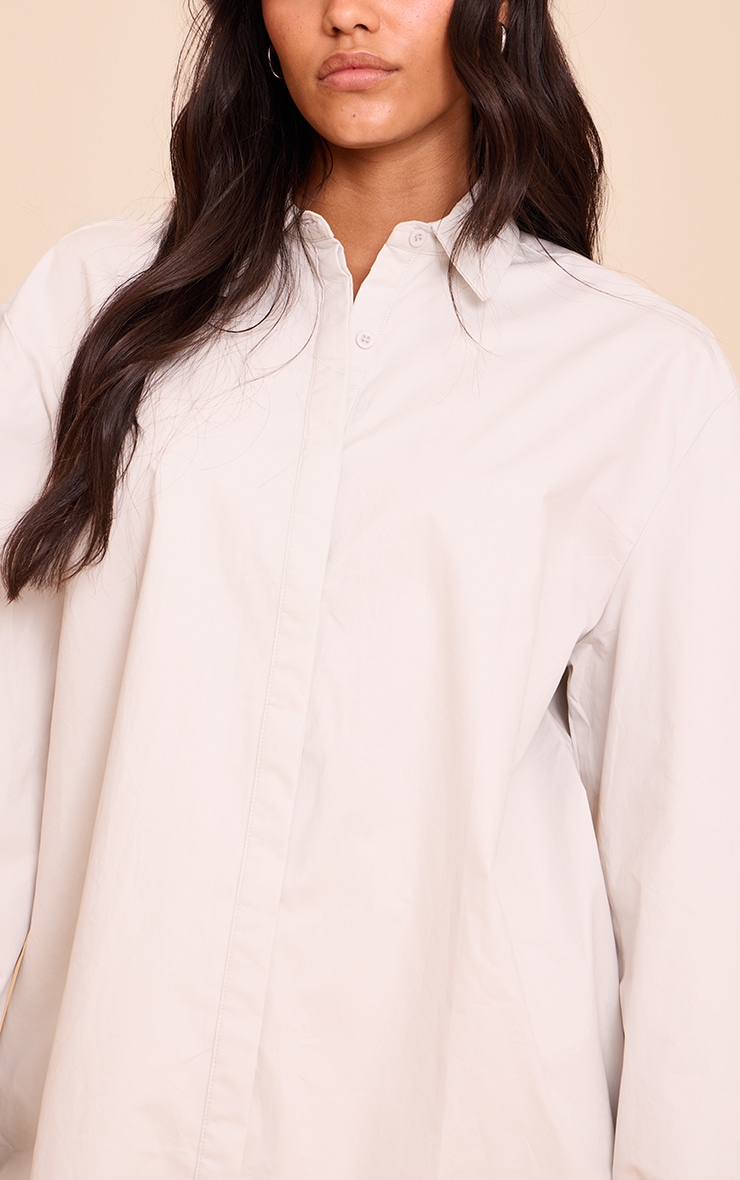 Light Grey Cotton Oversized Cuff Shirt image 4