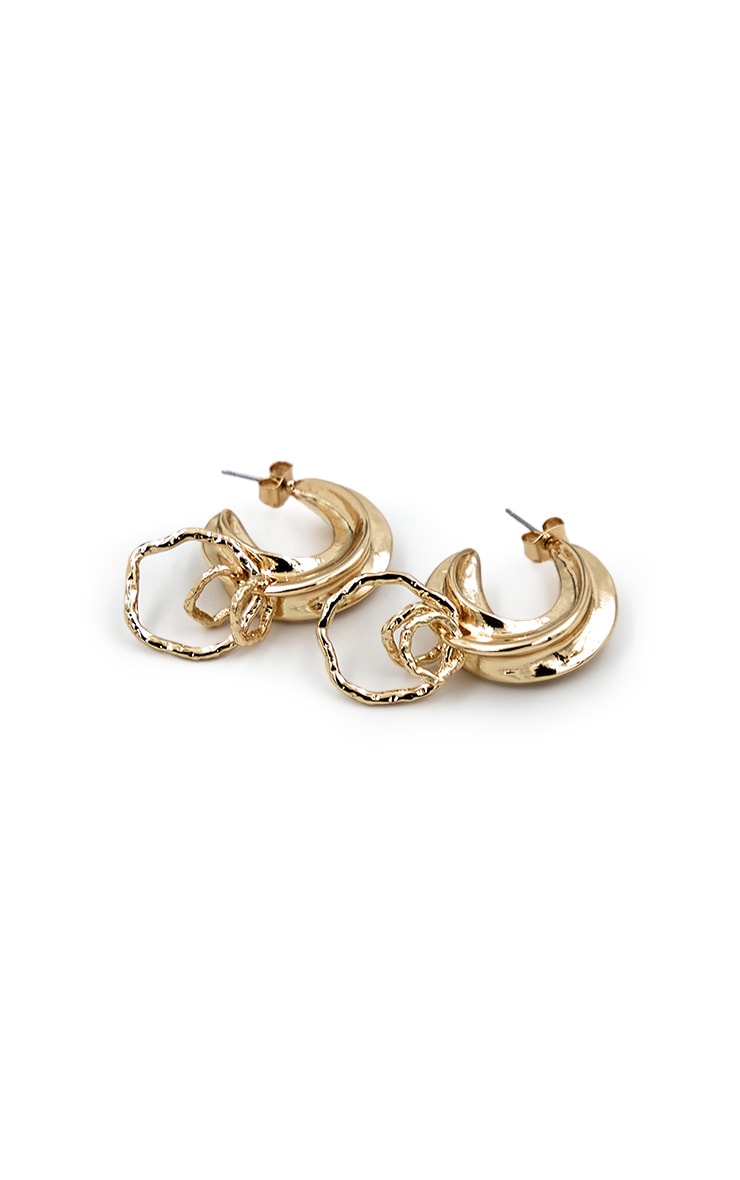 Gold Textured Layered Hoop Earrings image 3