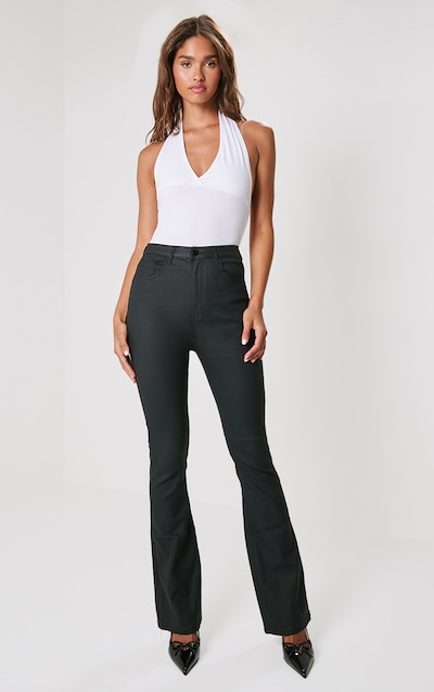 Black Coated Denim Flares