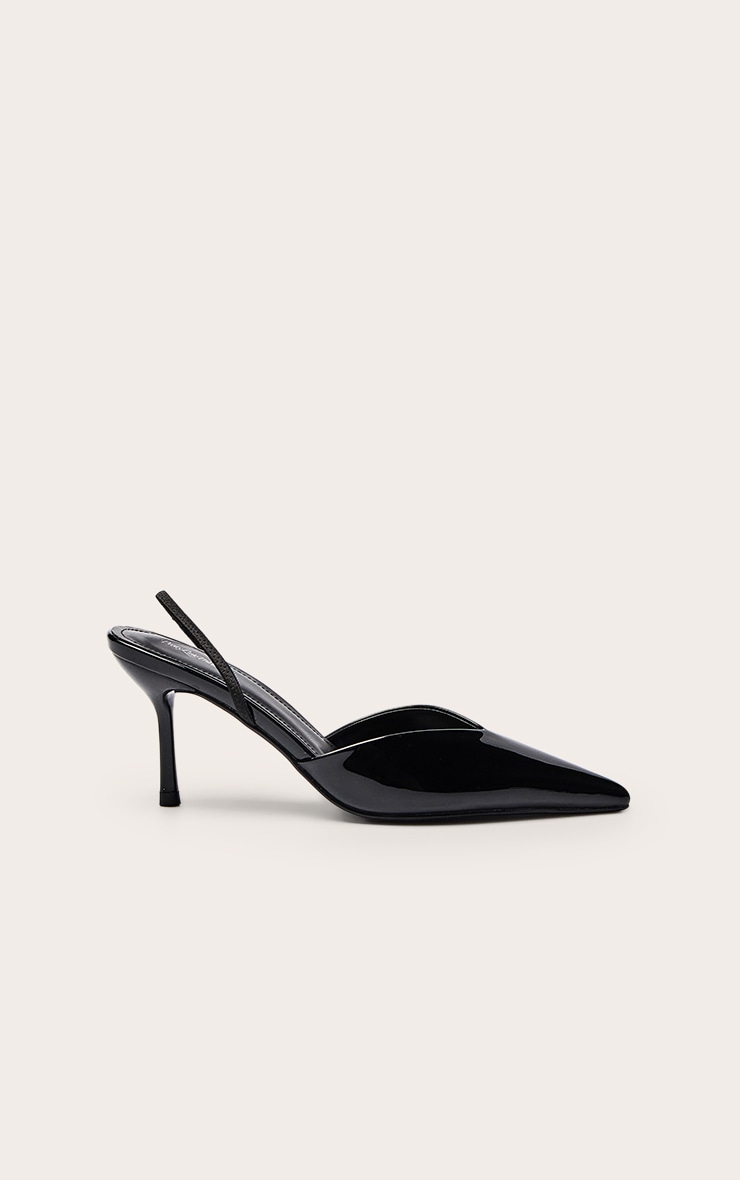 Black Patent Pointed Toe Sling Back image 2