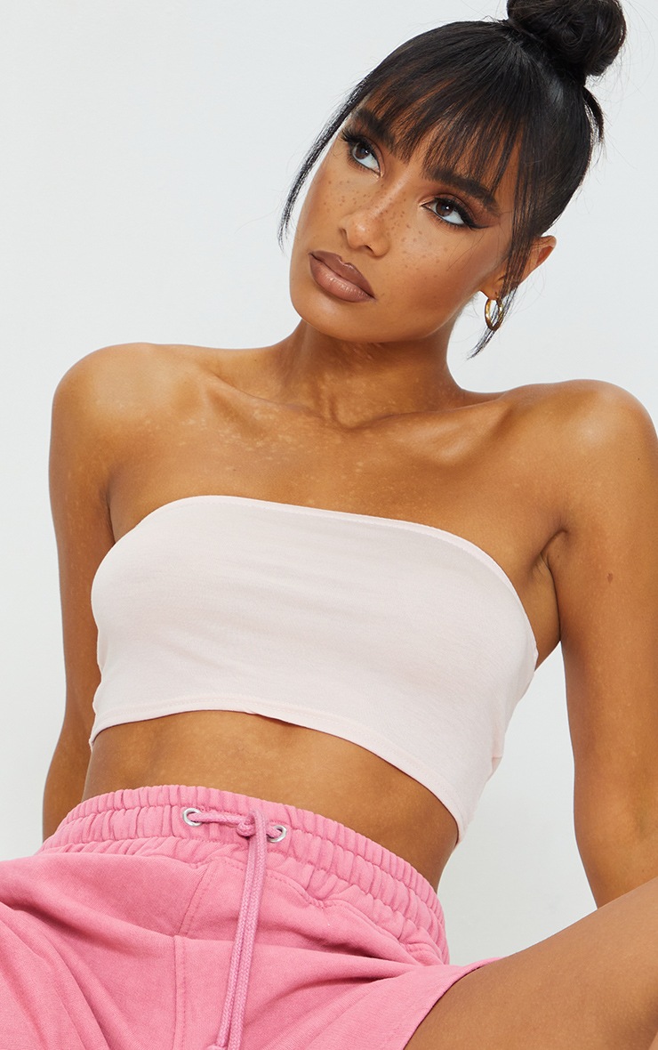 Light Pink Basic Jersey Bandeau Top