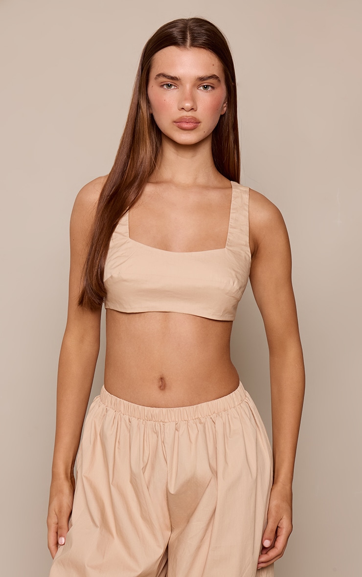 Top bralette tissée taupe
