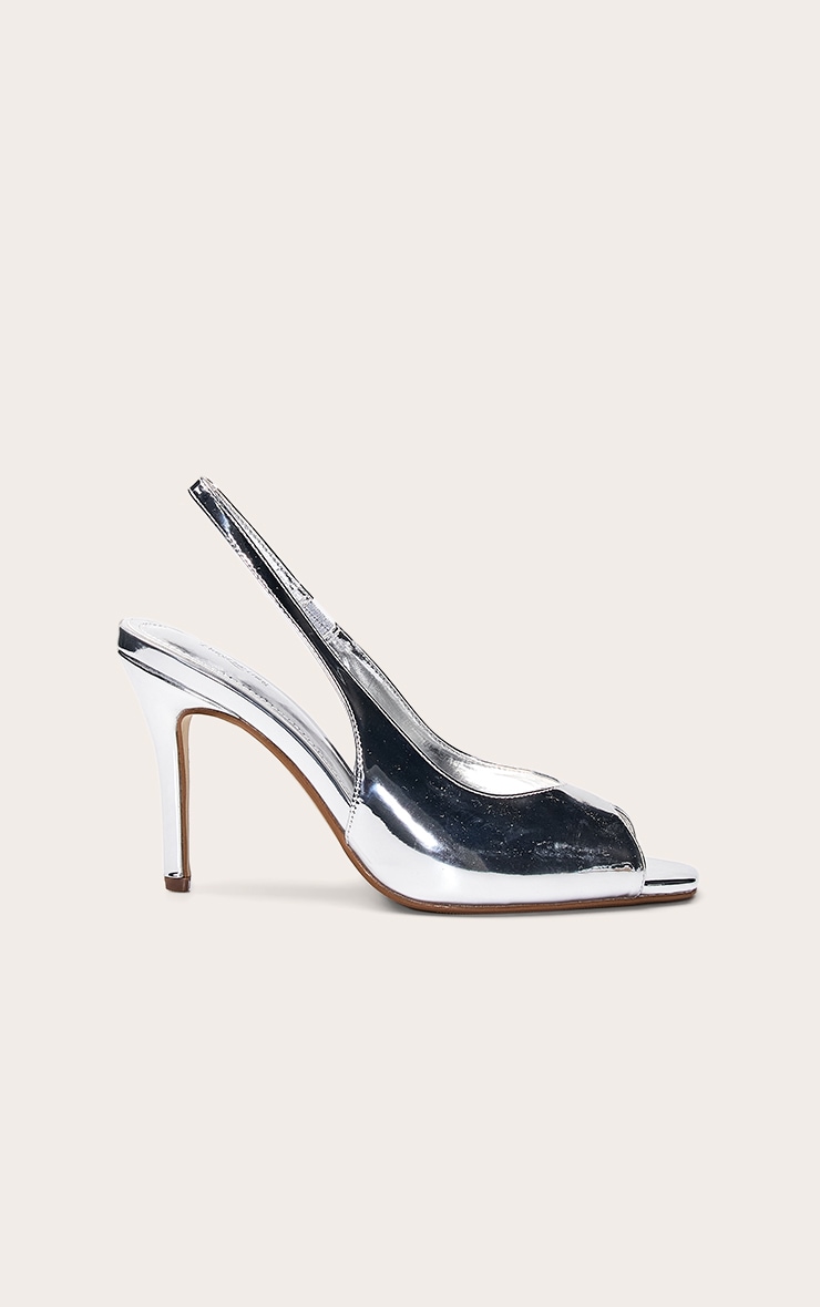 Silver Peep Toe Sling Back image 2