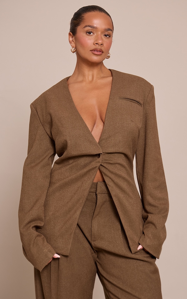 Shape Taupe Tailored Cinched Waist Blazer