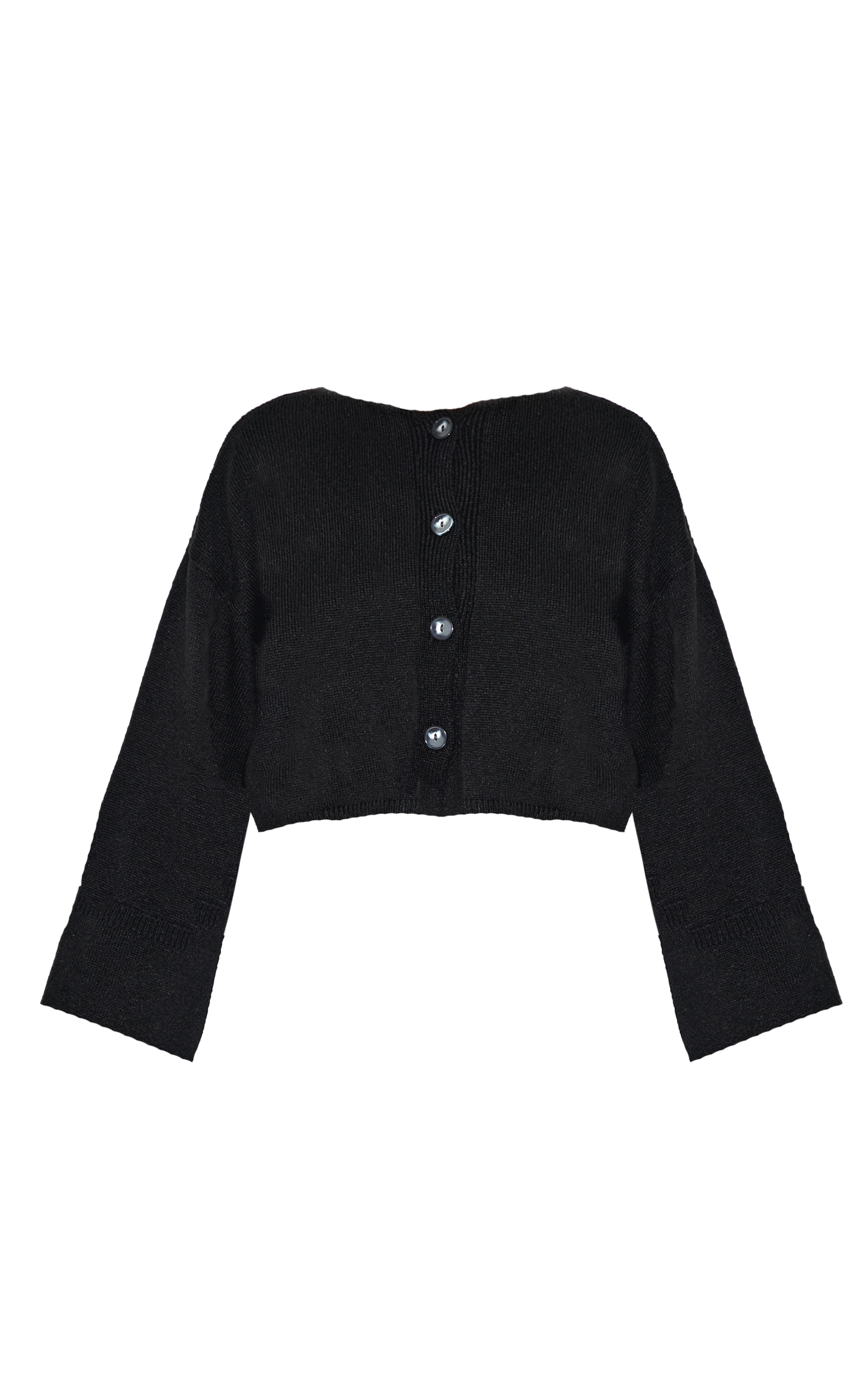 Black Turn Up Sleeve Knit Cardigan image 5