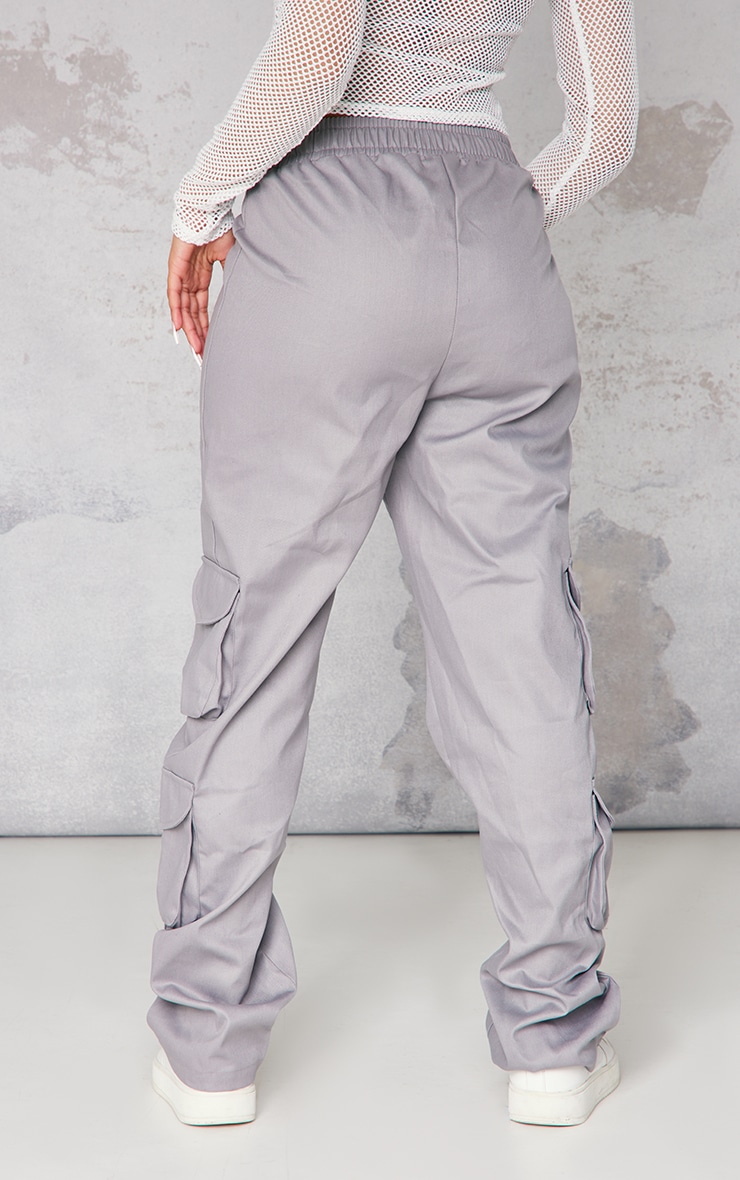 Grey Low Rise V-hem Cargos image 3