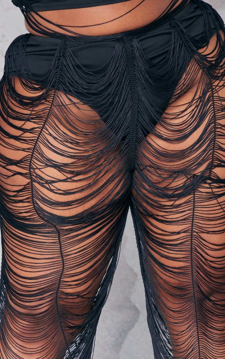 Plus Black Tassel Distressed Pants PrettyLittleThing IL