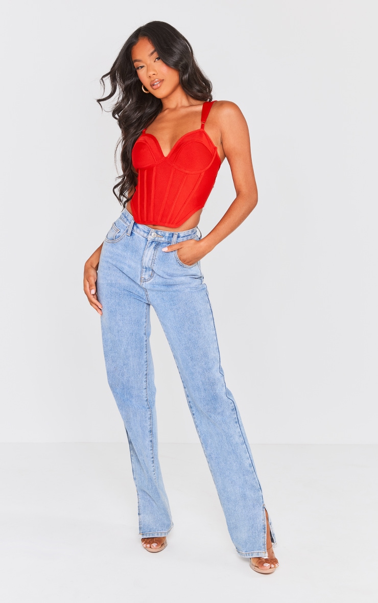 Red Bandage Dip Hem Bust Cup Corset image 3